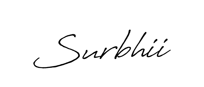 How to make Surbhii name signature. Use Antro_Vectra_Bolder style for creating short signs online. This is the latest handwritten sign. Surbhii signature style 7 images and pictures png