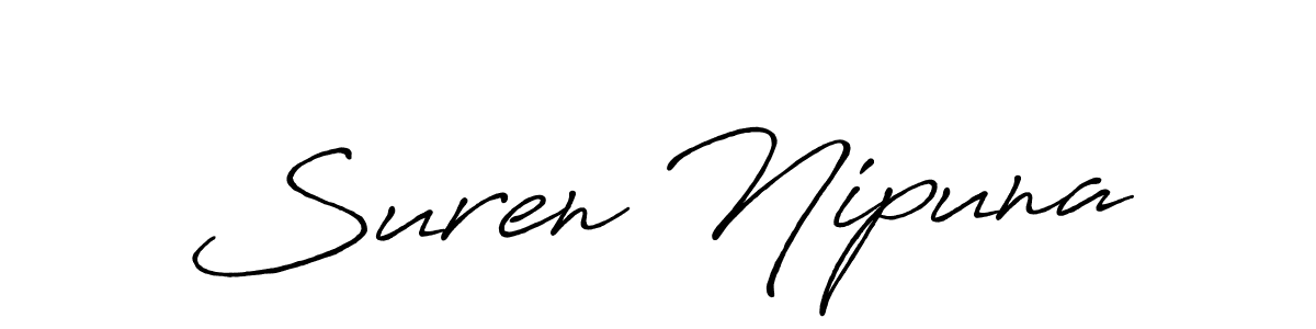 How to make Suren Nipuna name signature. Use Antro_Vectra_Bolder style for creating short signs online. This is the latest handwritten sign. Suren Nipuna signature style 7 images and pictures png