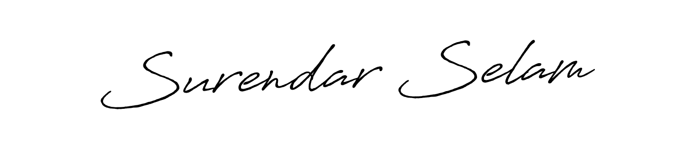 How to make Surendar Selam name signature. Use Antro_Vectra_Bolder style for creating short signs online. This is the latest handwritten sign. Surendar Selam signature style 7 images and pictures png