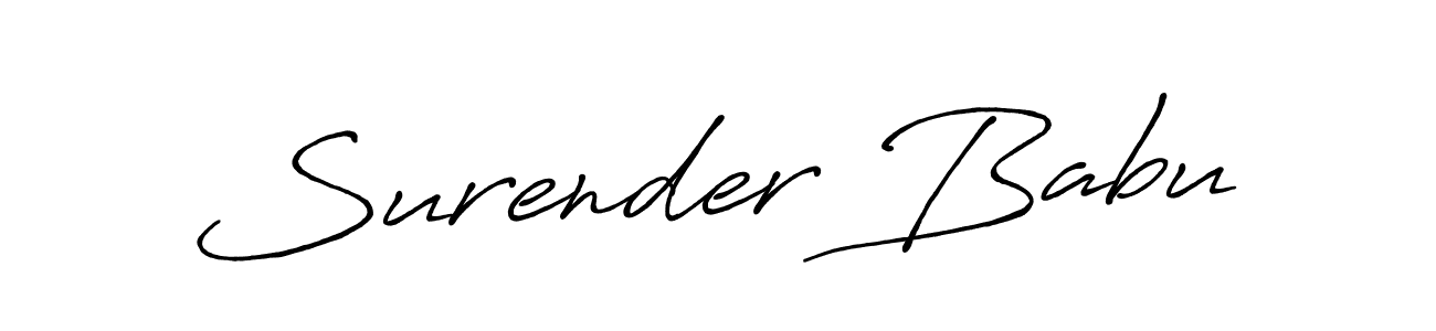 Use a signature maker to create a handwritten signature online. With this signature software, you can design (Antro_Vectra_Bolder) your own signature for name Surender Babu. Surender Babu signature style 7 images and pictures png