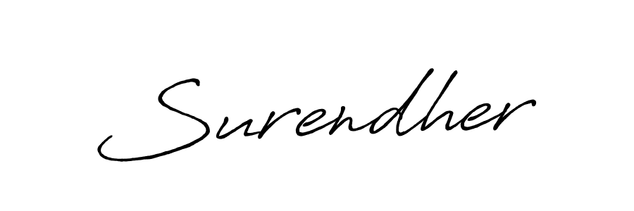 Create a beautiful signature design for name Surendher. With this signature (Antro_Vectra_Bolder) fonts, you can make a handwritten signature for free. Surendher signature style 7 images and pictures png