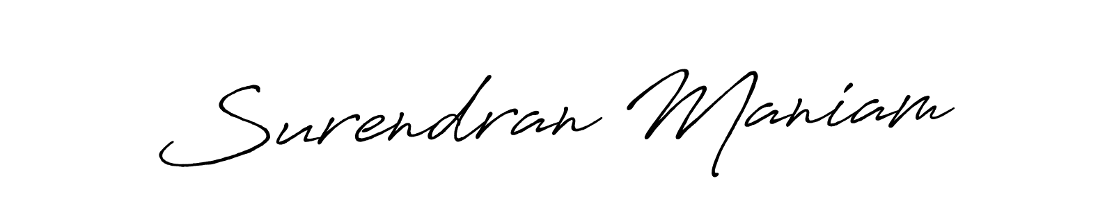 Use a signature maker to create a handwritten signature online. With this signature software, you can design (Antro_Vectra_Bolder) your own signature for name Surendran Maniam. Surendran Maniam signature style 7 images and pictures png