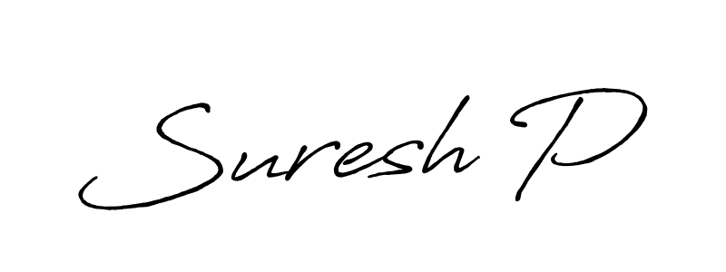 How to make Suresh P name signature. Use Antro_Vectra_Bolder style for creating short signs online. This is the latest handwritten sign. Suresh P signature style 7 images and pictures png