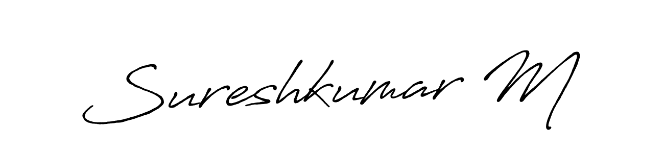 if you are searching for the best signature style for your name Sureshkumar M. so please give up your signature search. here we have designed multiple signature styles  using Antro_Vectra_Bolder. Sureshkumar M signature style 7 images and pictures png