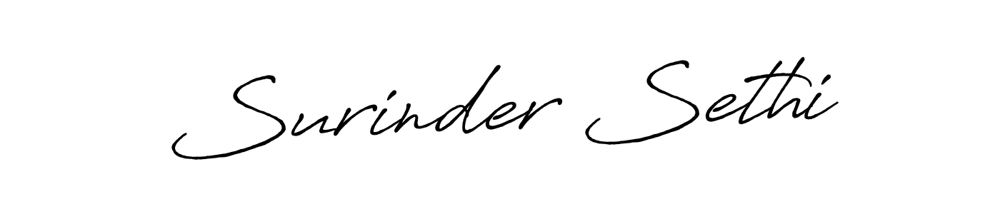 How to make Surinder Sethi name signature. Use Antro_Vectra_Bolder style for creating short signs online. This is the latest handwritten sign. Surinder Sethi signature style 7 images and pictures png