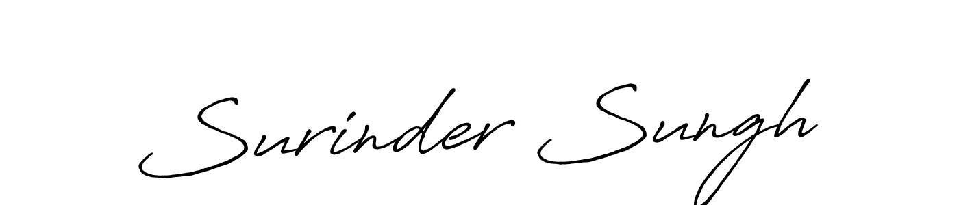 Make a beautiful signature design for name Surinder Sungh. With this signature (Antro_Vectra_Bolder) style, you can create a handwritten signature for free. Surinder Sungh signature style 7 images and pictures png