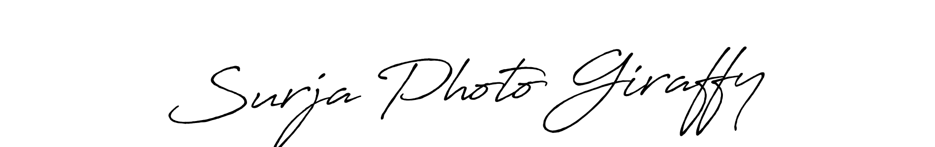 The best way (Antro_Vectra_Bolder) to make a short signature is to pick only two or three words in your name. The name Surja Photo Giraffy include a total of six letters. For converting this name. Surja Photo Giraffy signature style 7 images and pictures png