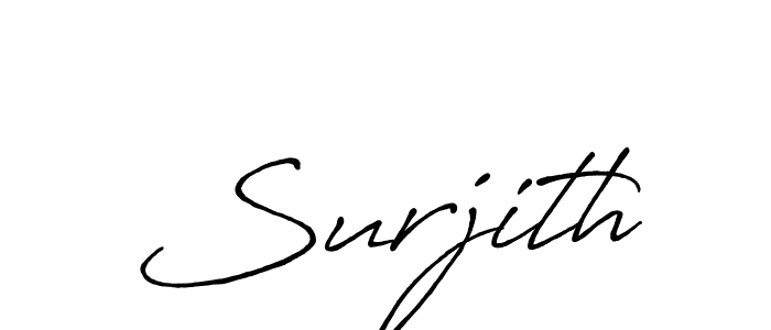 How to make Surjith signature? Antro_Vectra_Bolder is a professional autograph style. Create handwritten signature for Surjith name. Surjith signature style 7 images and pictures png