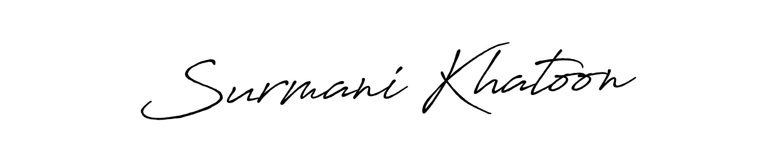 Antro_Vectra_Bolder is a professional signature style that is perfect for those who want to add a touch of class to their signature. It is also a great choice for those who want to make their signature more unique. Get Surmani Khatoon name to fancy signature for free. Surmani Khatoon signature style 7 images and pictures png