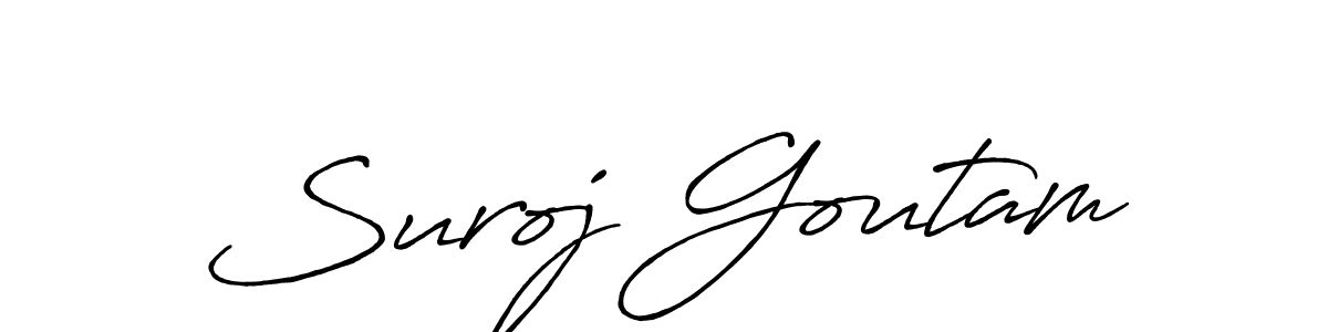 Make a beautiful signature design for name Suroj Goutam. With this signature (Antro_Vectra_Bolder) style, you can create a handwritten signature for free. Suroj Goutam signature style 7 images and pictures png
