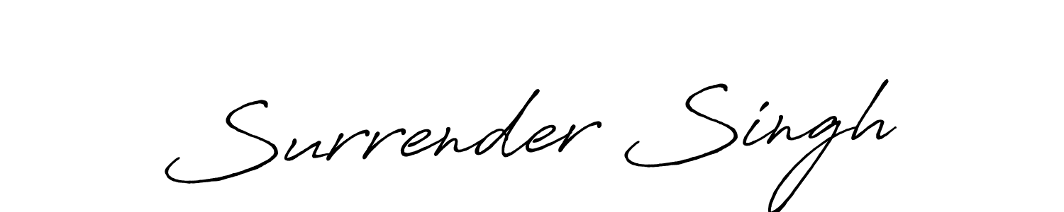 How to make Surrender Singh name signature. Use Antro_Vectra_Bolder style for creating short signs online. This is the latest handwritten sign. Surrender Singh signature style 7 images and pictures png