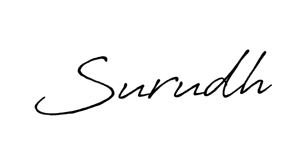 Make a beautiful signature design for name Surudh. With this signature (Antro_Vectra_Bolder) style, you can create a handwritten signature for free. Surudh signature style 7 images and pictures png