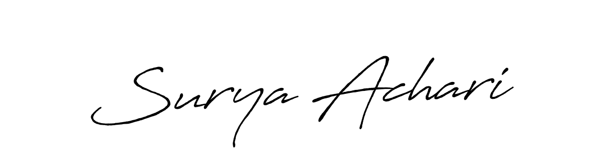 if you are searching for the best signature style for your name Surya Achari. so please give up your signature search. here we have designed multiple signature styles  using Antro_Vectra_Bolder. Surya Achari signature style 7 images and pictures png