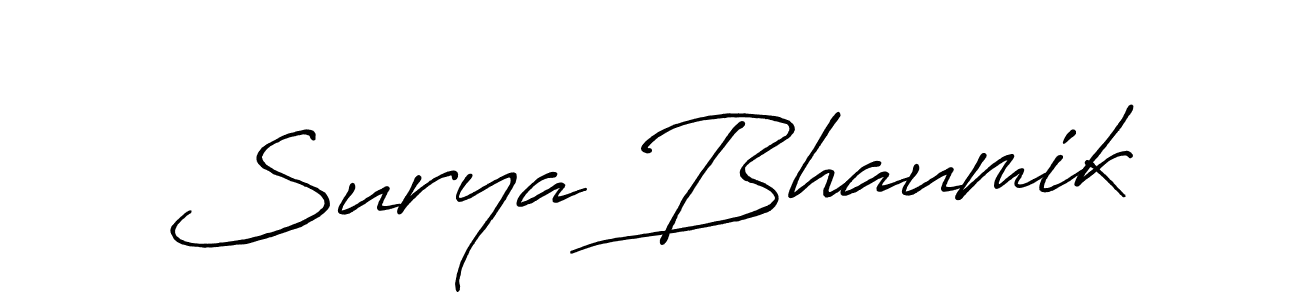 Make a beautiful signature design for name Surya Bhaumik. With this signature (Antro_Vectra_Bolder) style, you can create a handwritten signature for free. Surya Bhaumik signature style 7 images and pictures png