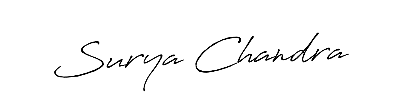 How to make Surya Chandra name signature. Use Antro_Vectra_Bolder style for creating short signs online. This is the latest handwritten sign. Surya Chandra signature style 7 images and pictures png