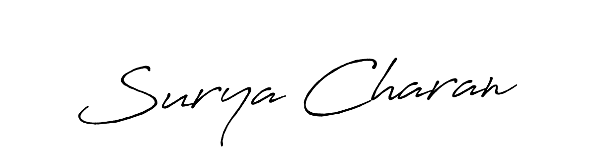 How to make Surya Charan name signature. Use Antro_Vectra_Bolder style for creating short signs online. This is the latest handwritten sign. Surya Charan signature style 7 images and pictures png