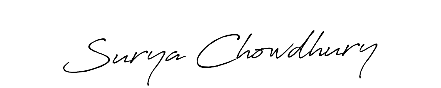 How to make Surya Chowdhury name signature. Use Antro_Vectra_Bolder style for creating short signs online. This is the latest handwritten sign. Surya Chowdhury signature style 7 images and pictures png