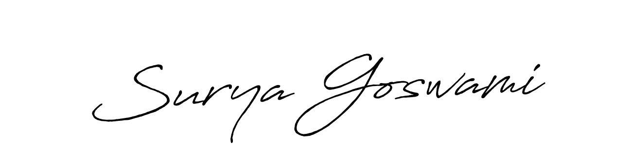 Create a beautiful signature design for name Surya Goswami. With this signature (Antro_Vectra_Bolder) fonts, you can make a handwritten signature for free. Surya Goswami signature style 7 images and pictures png