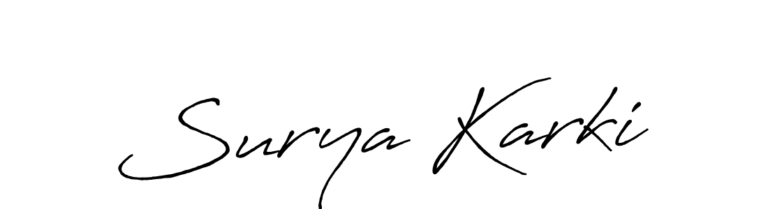 Create a beautiful signature design for name Surya Karki. With this signature (Antro_Vectra_Bolder) fonts, you can make a handwritten signature for free. Surya Karki signature style 7 images and pictures png