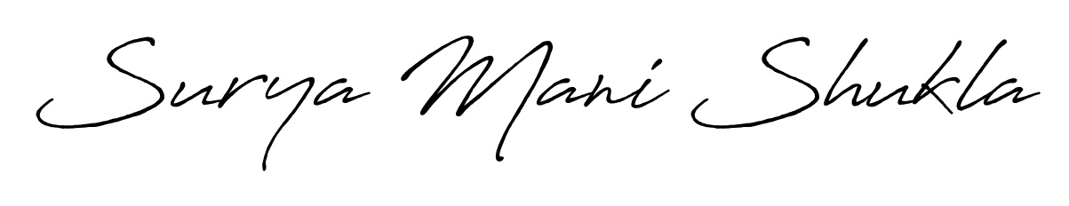 Stand out with a creative autograph for Surya Mani Shukla. The Antro_Vectra_Bolder styling blends modern aesthetics with classic signature flourishes. Surya Mani Shukla signature style 7 images and pictures png