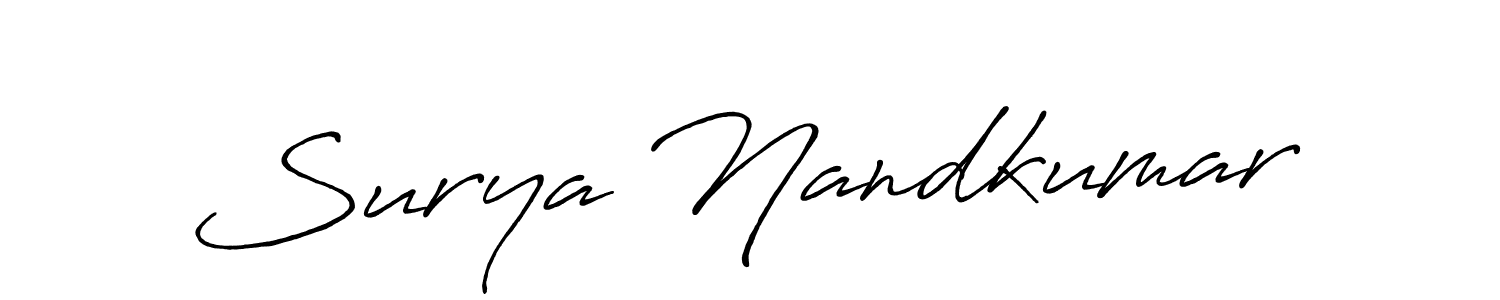 Use a signature maker to create a handwritten signature online. With this signature software, you can design (Antro_Vectra_Bolder) your own signature for name Surya Nandkumar. Surya Nandkumar signature style 7 images and pictures png