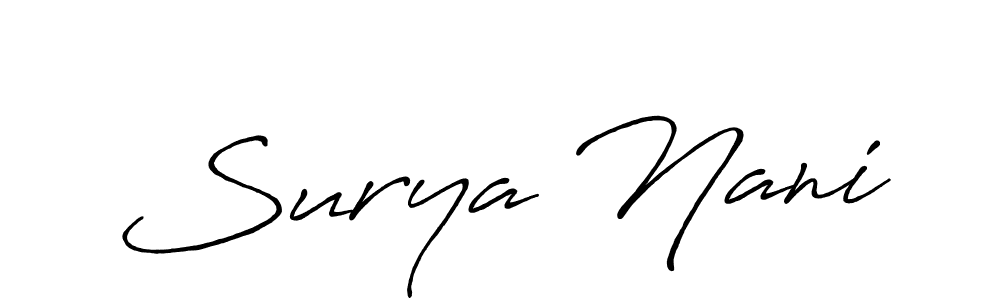 Also You can easily find your signature by using the search form. We will create Surya Nani name handwritten signature images for you free of cost using Antro_Vectra_Bolder sign style. Surya Nani signature style 7 images and pictures png