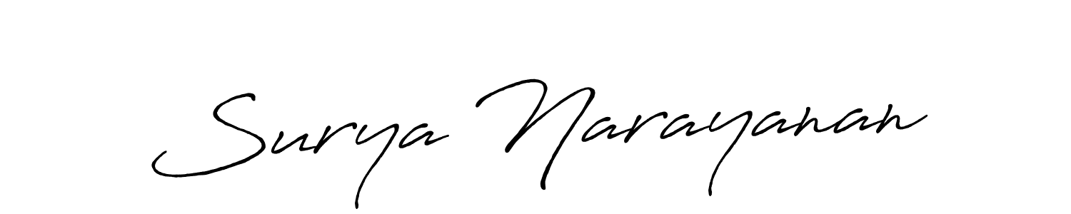 Design your own signature with our free online signature maker. With this signature software, you can create a handwritten (Antro_Vectra_Bolder) signature for name Surya Narayanan. Surya Narayanan signature style 7 images and pictures png