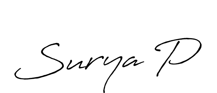 Similarly Antro_Vectra_Bolder is the best handwritten signature design. Signature creator online .You can use it as an online autograph creator for name Surya P. Surya P signature style 7 images and pictures png