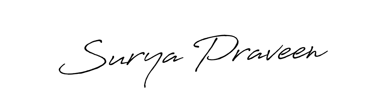 How to make Surya Praveen name signature. Use Antro_Vectra_Bolder style for creating short signs online. This is the latest handwritten sign. Surya Praveen signature style 7 images and pictures png