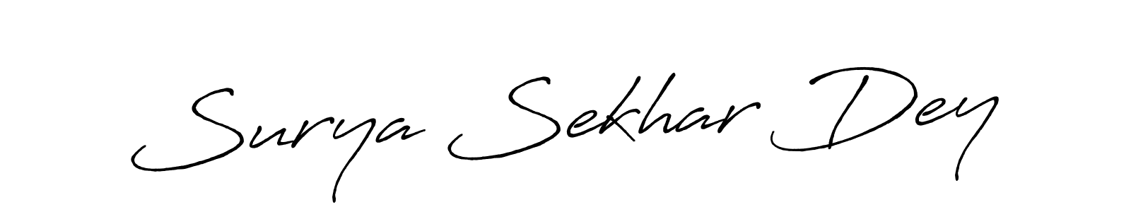 How to make Surya Sekhar Dey name signature. Use Antro_Vectra_Bolder style for creating short signs online. This is the latest handwritten sign. Surya Sekhar Dey signature style 7 images and pictures png