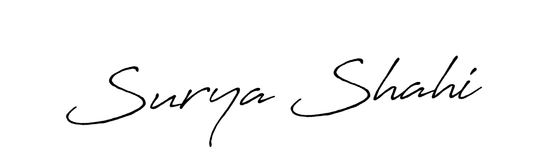 How to make Surya Shahi name signature. Use Antro_Vectra_Bolder style for creating short signs online. This is the latest handwritten sign. Surya Shahi signature style 7 images and pictures png