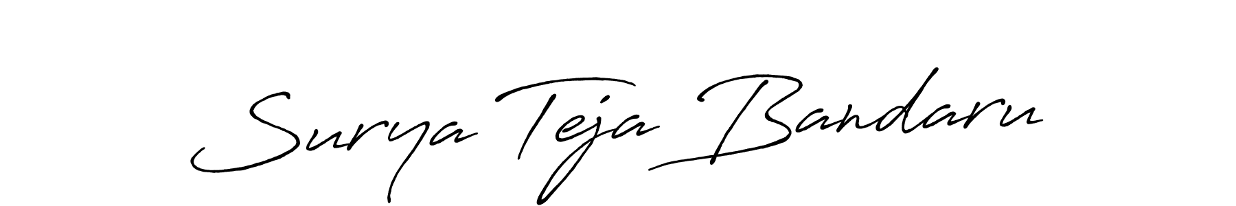 It looks lik you need a new signature style for name Surya Teja Bandaru. Design unique handwritten (Antro_Vectra_Bolder) signature with our free signature maker in just a few clicks. Surya Teja Bandaru signature style 7 images and pictures png