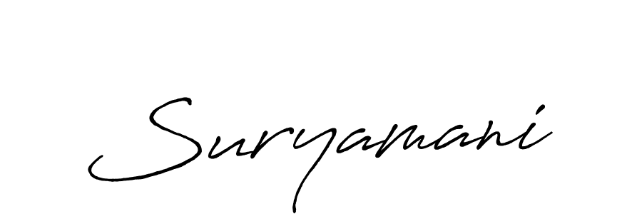 Use a signature maker to create a handwritten signature online. With this signature software, you can design (Antro_Vectra_Bolder) your own signature for name Suryamani. Suryamani signature style 7 images and pictures png