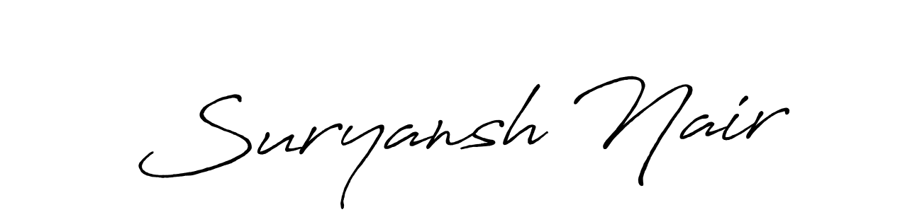 Make a beautiful signature design for name Suryansh Nair. With this signature (Antro_Vectra_Bolder) style, you can create a handwritten signature for free. Suryansh Nair signature style 7 images and pictures png