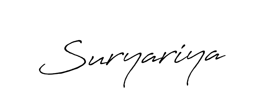 Use a signature maker to create a handwritten signature online. With this signature software, you can design (Antro_Vectra_Bolder) your own signature for name Suryariya. Suryariya signature style 7 images and pictures png