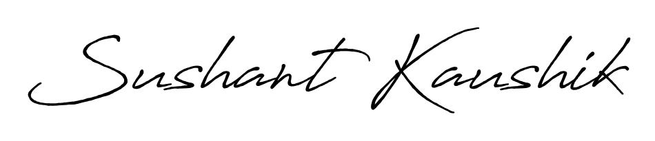 Upgrade your professional image with Sushant Kaushik signature created with Antro_Vectra_Bolder font. Fast, free, and watermark-free download. Sushant Kaushik signature style 7 images and pictures png