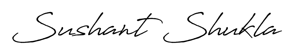 A sleek calligraphic signature for name Sushant Shukla utilizing Antro_Vectra_Bolder styling. Great for adding personal signatures to photos and art. Sushant Shukla signature style 7 images and pictures png