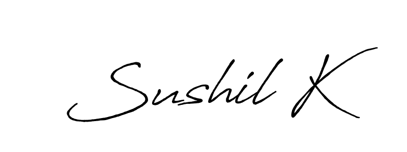 Use a signature maker to create a handwritten signature online. With this signature software, you can design (Antro_Vectra_Bolder) your own signature for name Sushil K. Sushil K signature style 7 images and pictures png