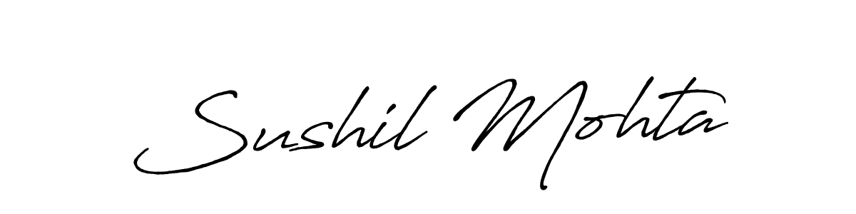 How to make Sushil Mohta name signature. Use Antro_Vectra_Bolder style for creating short signs online. This is the latest handwritten sign. Sushil Mohta signature style 7 images and pictures png