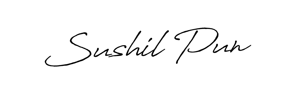 if you are searching for the best signature style for your name Sushil Pun. so please give up your signature search. here we have designed multiple signature styles  using Antro_Vectra_Bolder. Sushil Pun signature style 7 images and pictures png