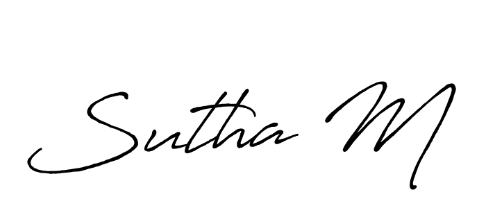 Make a beautiful signature design for name Sutha M. With this signature (Antro_Vectra_Bolder) style, you can create a handwritten signature for free. Sutha M signature style 7 images and pictures png