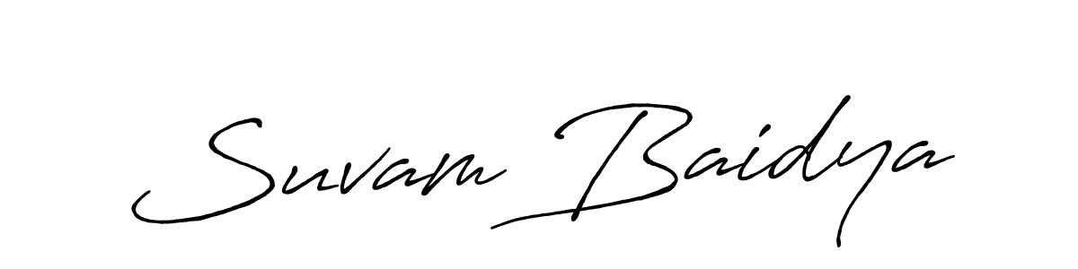 How to make Suvam Baidya name signature. Use Antro_Vectra_Bolder style for creating short signs online. This is the latest handwritten sign. Suvam Baidya signature style 7 images and pictures png