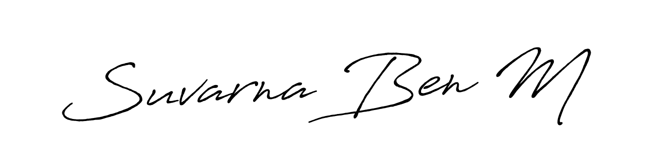 The best way (Antro_Vectra_Bolder) to make a short signature is to pick only two or three words in your name. The name Suvarna Ben M include a total of six letters. For converting this name. Suvarna Ben M signature style 7 images and pictures png