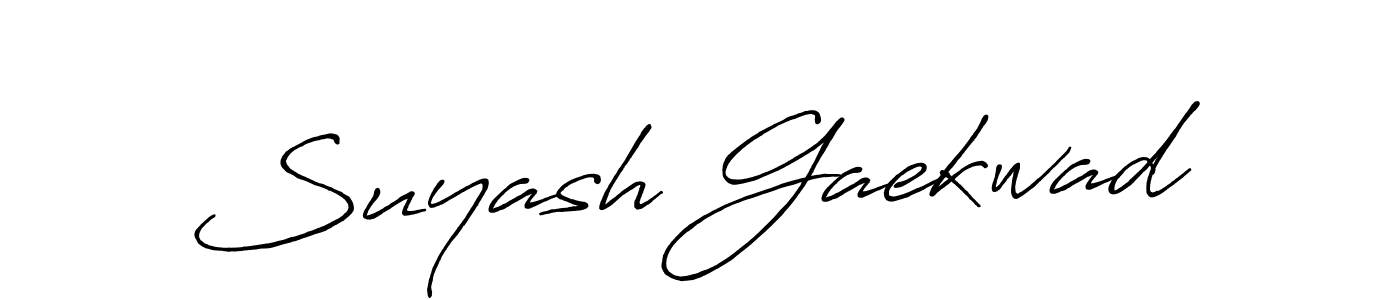 Make a beautiful signature design for name Suyash Gaekwad. With this signature (Antro_Vectra_Bolder) style, you can create a handwritten signature for free. Suyash Gaekwad signature style 7 images and pictures png
