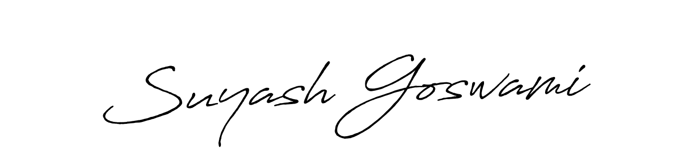 Create a beautiful signature design for name Suyash Goswami. With this signature (Antro_Vectra_Bolder) fonts, you can make a handwritten signature for free. Suyash Goswami signature style 7 images and pictures png