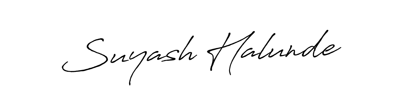 Design your own signature with our free online signature maker. With this signature software, you can create a handwritten (Antro_Vectra_Bolder) signature for name Suyash Halunde. Suyash Halunde signature style 7 images and pictures png