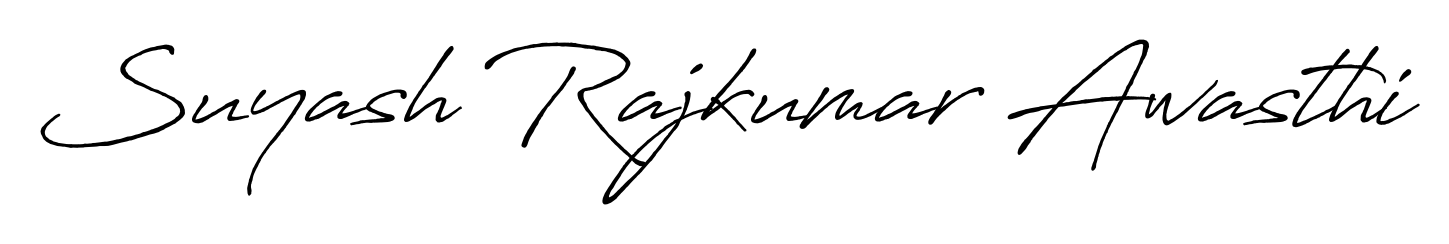 Elevate your brand with a stunning Suyash Rajkumar Awasthi eSignature. The Antro_Vectra_Bolder style provides a balanced, flowing aesthetic for everyday signing. Suyash Rajkumar Awasthi signature style 7 images and pictures png
