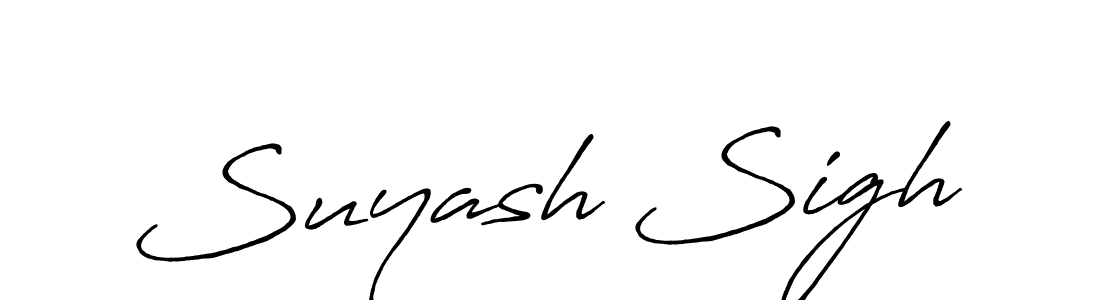 How to make Suyash Sigh name signature. Use Antro_Vectra_Bolder style for creating short signs online. This is the latest handwritten sign. Suyash Sigh signature style 7 images and pictures png