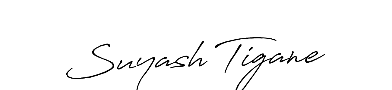 How to make Suyash Tigane name signature. Use Antro_Vectra_Bolder style for creating short signs online. This is the latest handwritten sign. Suyash Tigane signature style 7 images and pictures png