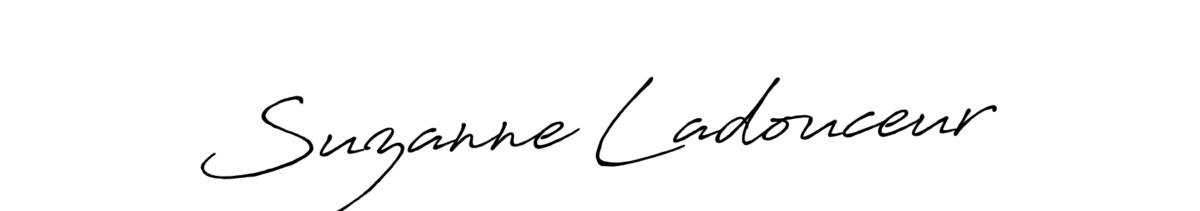 You should practise on your own different ways (Antro_Vectra_Bolder) to write your name (Suzanne Ladouceur) in signature. don't let someone else do it for you. Suzanne Ladouceur signature style 7 images and pictures png